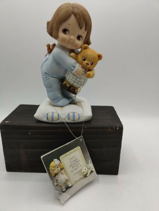 Vintage 1986 Dolly Dingle Billie Bumps Bedtime Hug Bisque Porcelain Figurine 6 "