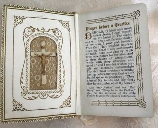 VINTAGE RARE 1941 MOTHER - OF - PEARL CATHOLIC MISSAL with CRUCIFIX on INSIDE COVER 2