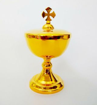 Ciborium Gold Plated Brass Goblet Cross Holy Travel Communion Altar Gift Usjcb51
