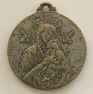 Vintage Catholic Religious Holy Medal / Our Lady Of Perpetual Help / Paulus Ii