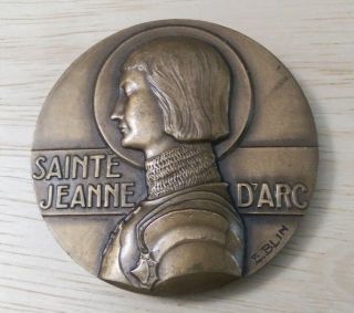 Vintage Bronze Medallion Medal Joan Of Arc French Sainte Jeanne D 