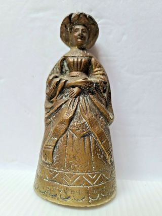 Antique Bronze Victorian Lady Figural Hand Bell,  4 5/8 " H