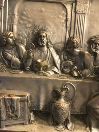 VINTAGE THE LAST SUPPER Relief Wall Art Hanging Plaque 3 - D Embossed Raised 2