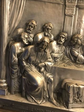 VINTAGE THE LAST SUPPER Relief Wall Art Hanging Plaque 3 - D Embossed Raised 3