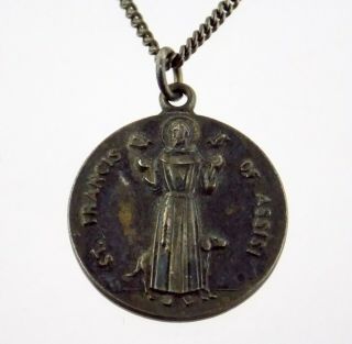 Antaya Sterling Silver St Francis Of Assisi Medal Pendant Necklace Saint 925