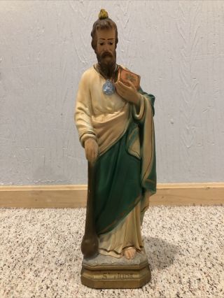 Vintage Saint St.  Jude 17” Painted Chalkware Statue Csc