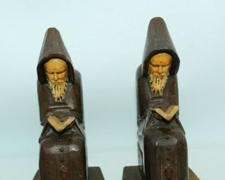Set of Two Wood Hand Carved Christian Friar Priest Monk Statue Mexico 2