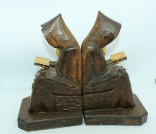 Set of Two Wood Hand Carved Christian Friar Priest Monk Statue Mexico 3