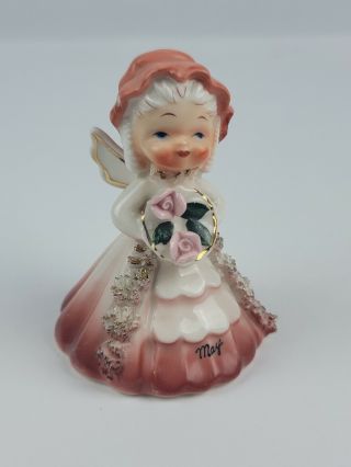 Vintage 1956 Napco May Angel Of The Month Bell Figurine Girl