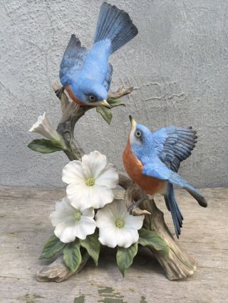 Classic Vintage Homco 1991 Springtime Song Bluebirds Classic Porcelain Figurine