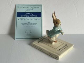 John Beswick Beatrix Potter Peter On His Book Figurine With 2002