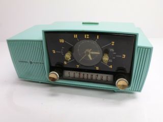 Vintage Mcm Aqua G.  E.  Clock Radio - Model C - 417c -,  Clock