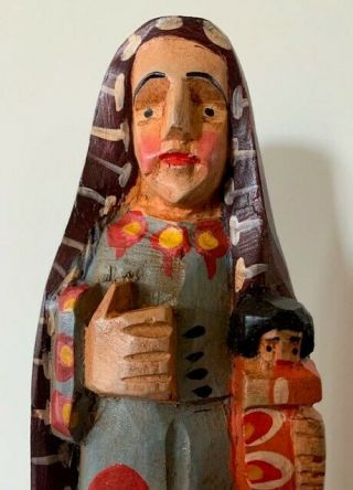 Guatemalan Vintage Hand - Carved Santo Of Our Lady Of Guadalupe 23 - 990