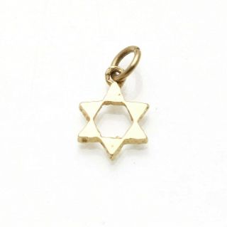 Vintage 14k Jewish Star Of David Solid Corner Pendant Modern Small Yellow Gold