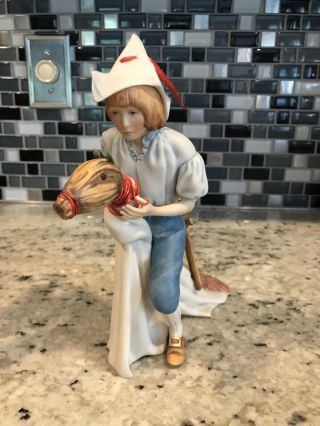Cybis Porcelain " Yankee Doodle Dandy " Boy Riding Broomstick Hobby Horse Figurine