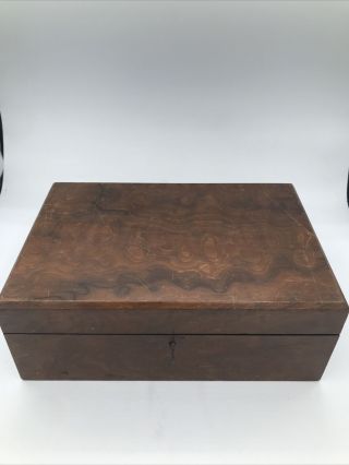 Vintage Antique Wood Portable Travel Writing Lap Desk Box Case W Key