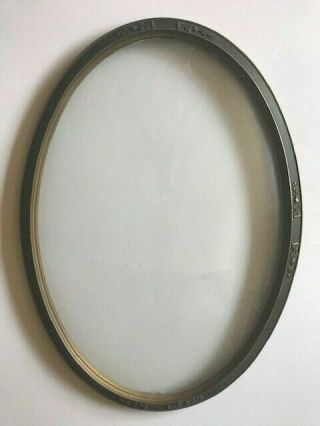 Antique Oval Wood Picture Frame - Convex Bubble Glass - Art Deco