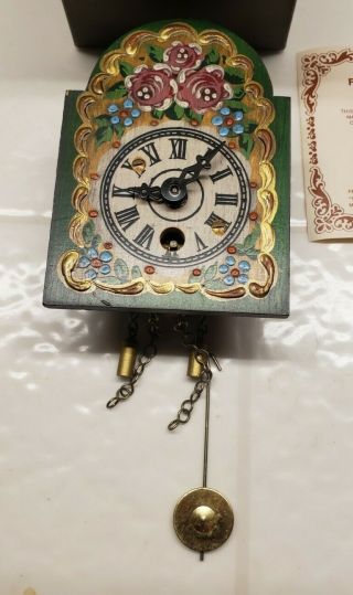 Antique Miniature German Wall Clock Dial 3 " Wide Vintage Old Retro Box
