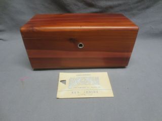 Vtg Lane Salesman Sample Cedar Chest Jewelry Trinket Box & Key Salina Kansas