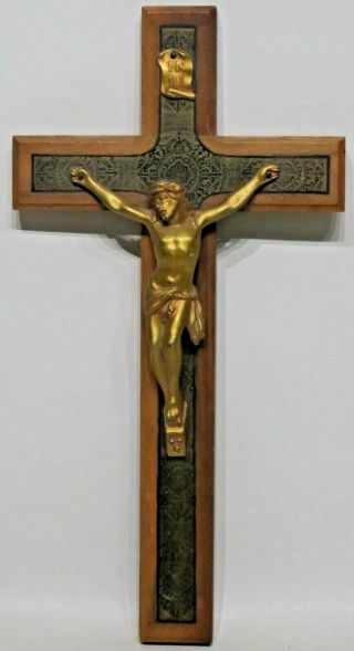 Vintage Jesus Christ Wooden/wood/metal Inri Wall Cross Crucifix 12 "