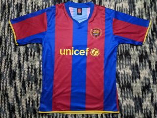 2006 - 2007 Lfp Barcelona Home Shirt Jersey Ronaldinho Brazil Unicef Mens M