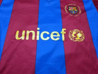 2006 - 2007 LFP Barcelona Home Shirt Jersey Ronaldinho Brazil UNICEF Mens M 3