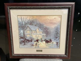 Library Edition Framed Print By Thomas Kinkade 30x27 Home For The Holidays