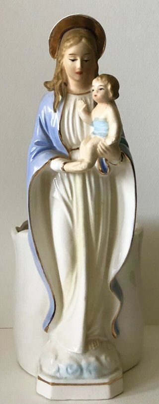 Vintage Madonna Virgin Mary Blessed Mother Planter Figure Religious Holy Statue
