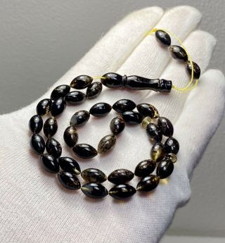 Natural Baltic Amber 10.  0 G Islamic 33 Prayer Beads Olive Rosary