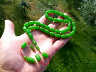 Green Dream - 100 - Amber Bakelite Prayer Beads Catalin Tesbih Rosary 2