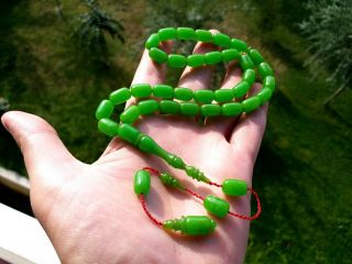 Green Dream - 100 - Amber Bakelite Prayer Beads Catalin Tesbih Rosary 3