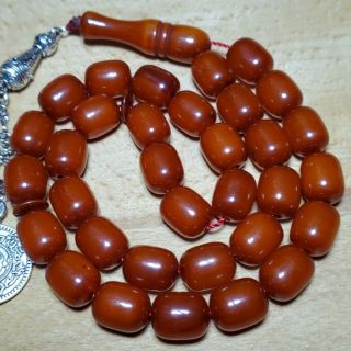 Islamic 33 Prayer Beads Amber Faturan Yallow German Bakelite Rosary Komboloi