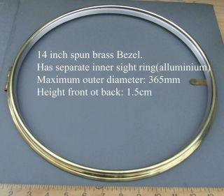 14 In Clock Bezel,  Brass For Wall / Post Office / Railway / Fusee Dial Clocks