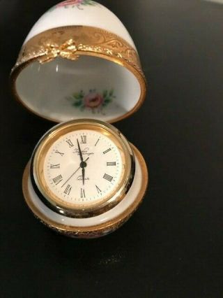 Peint Main Limoges Trinket - Royal Egg Shaped With Imperia Limoges Watch