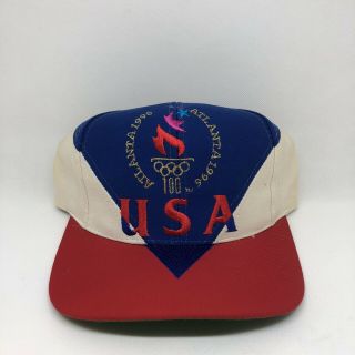 Vtg Usa 1996 Olympics Red White Blue Atlanta Snapback