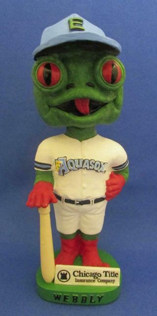 Everett Aquasox " Webbly " Minor League Baseball Mascot Bobblehead With Bat - Sga