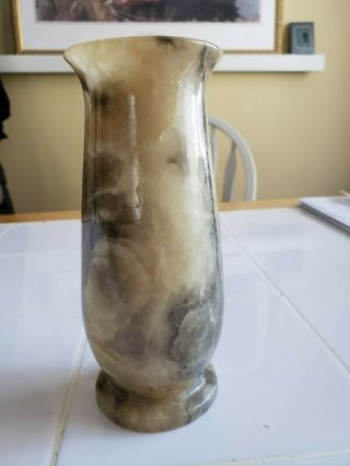 Vintage Neoclassical Hand Made Onyx Alabaster Marble Bud Vase