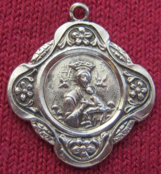 Vintage Catholic Religious Holy Medal - Sterling - Sacred Heart / Perpetual Help