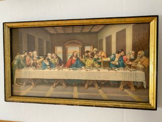 Vintage The Last Supper Framed Print A Lambert Product S279 16 " X 9 "
