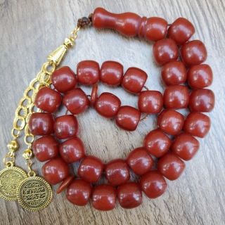German 33 Prayer Beads Amber Faturan Damar Bakelite بكلايت Komboloi مراوح