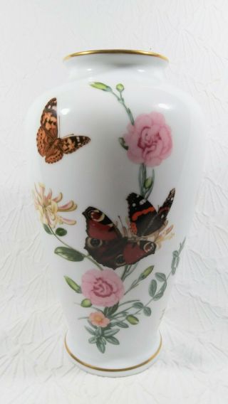 Franklin Porcelain The Country Garden Butterfly Vase By John Wilkinson 11 "