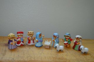 1986 Lucy And Me Bears 10 Piece Nativity Set,  Lucy Rigg,  Enesco,  Made In Taiwan