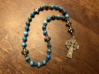 Blue Jasper Celtic Christian Anglican Prayer Beads Rosary
