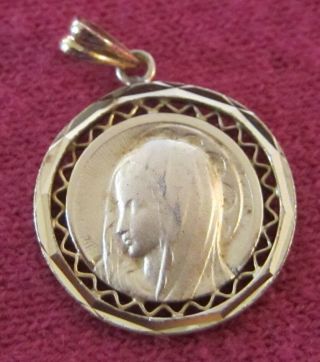 Antique Catholic Religious Holy Medal - Gold Tone - Our Lady Of Lourdes