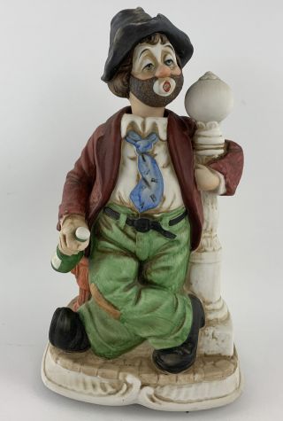 Waco Lampost Willie The Hobo Melody In Motion Porcelain Clown Figurine Only Vtg