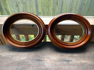 Pair (2) Antique Victorian Deep Well Walnut Oval Picture Frames 13 " X11 " Outside