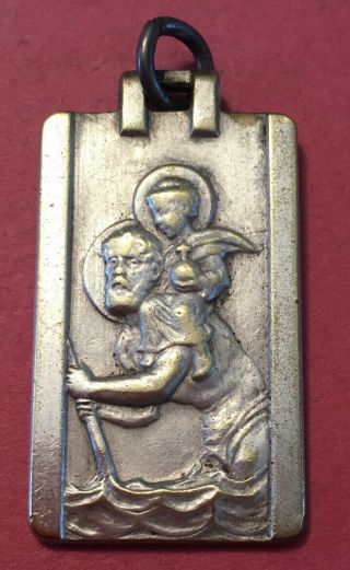 Antique St Christopher Medal Religious/catholic French.  Large Size.  Unique