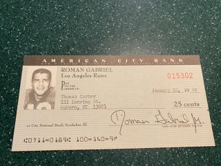 Roman Gabriel Los Angeles Rams Autograph Refund Check 1969