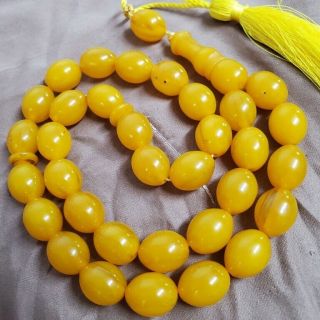 33 Yellow Amber Yellow Bakelite Necklace Prayer Beads Faturan بكالايت عنبري