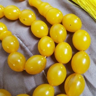 33 yellow amber yellow bakelite necklace Prayer Beads faturan بكالايت عنبري 2